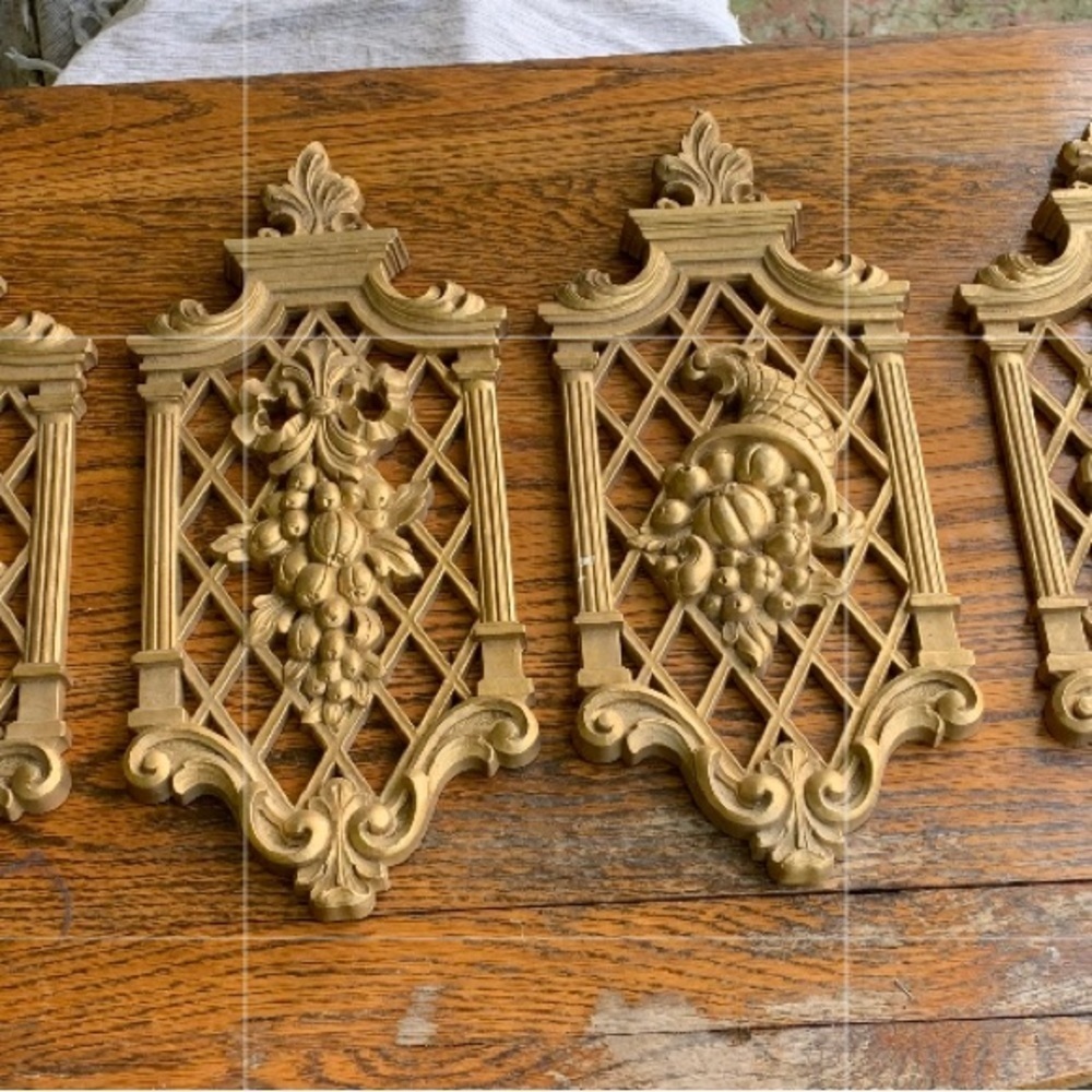 Syroco Gold Four Seasons Set 4 Wall Plaques Hollywood Regency 1971 Home Interior - Picture 4 of 8